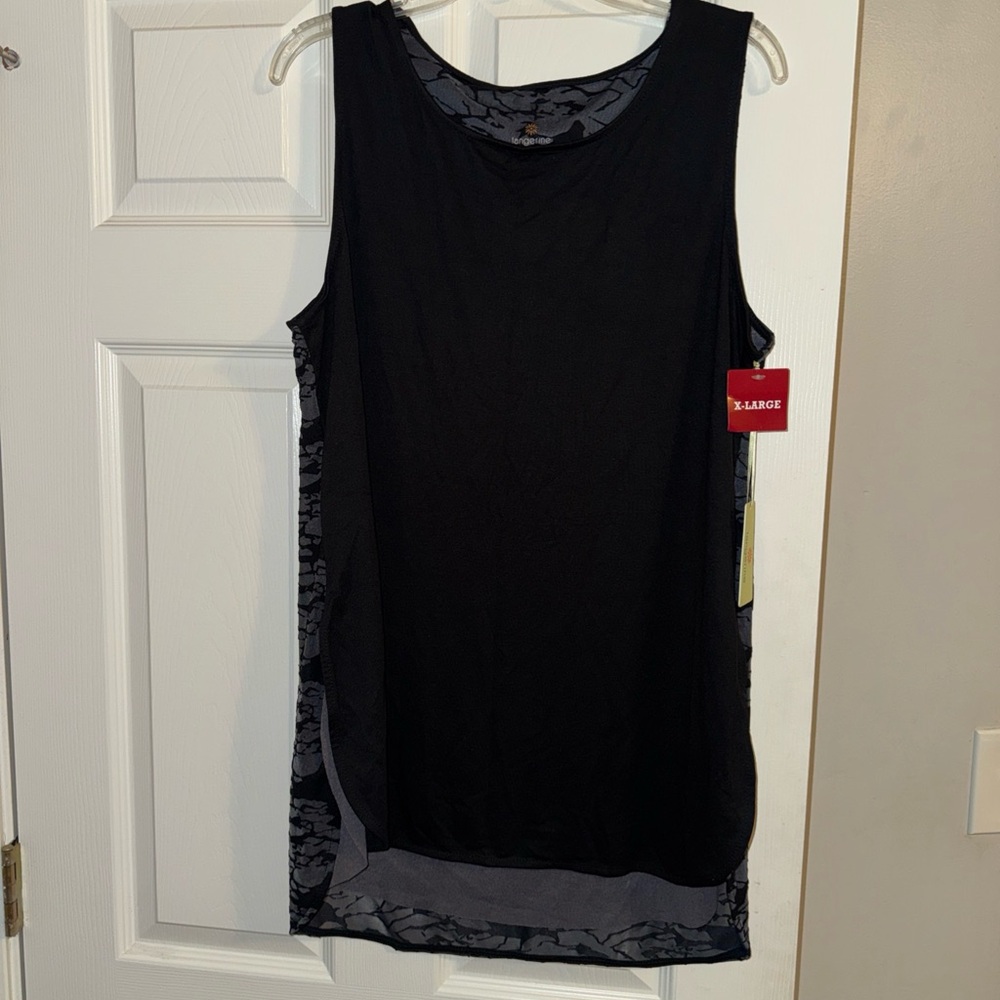 Tangerine Black & Charcoal Sleeveless Layered Tank Top